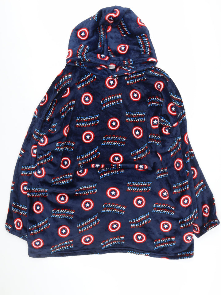 Marvel Captain America Men's Blue Fleece Hooded Robe One Size