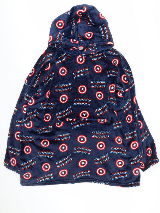 Marvel Captain America Men's Blue Fleece Hooded Robe One Size