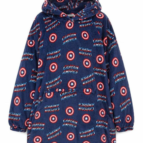 Marvel Captain America Men's Blue Fleece Hooded Robe One Size