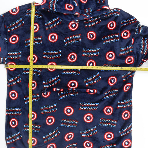 Marvel Captain America Men's Blue Fleece Hooded Robe One Size