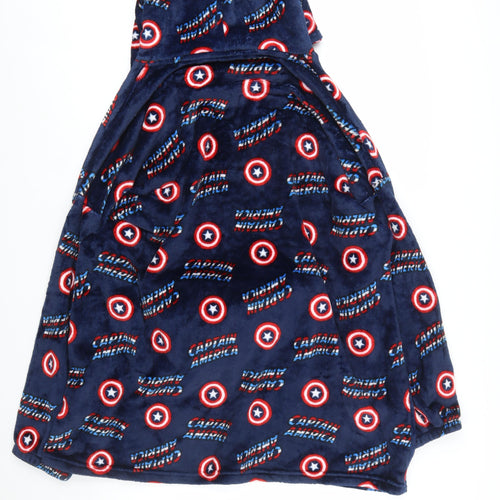 Marvel Captain America Men's Blue Fleece Hooded Robe One Size