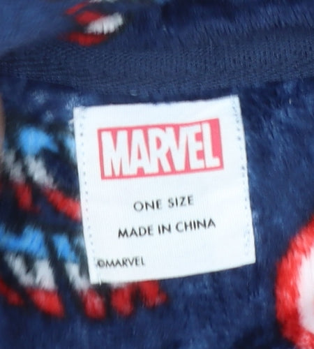 Marvel Captain America Men's Blue Fleece Hooded Robe One Size