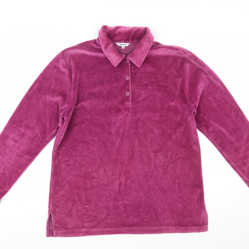 Damart Women’s Purple Velour Long Sleeve Henley Sweatshirt Size 12/14
