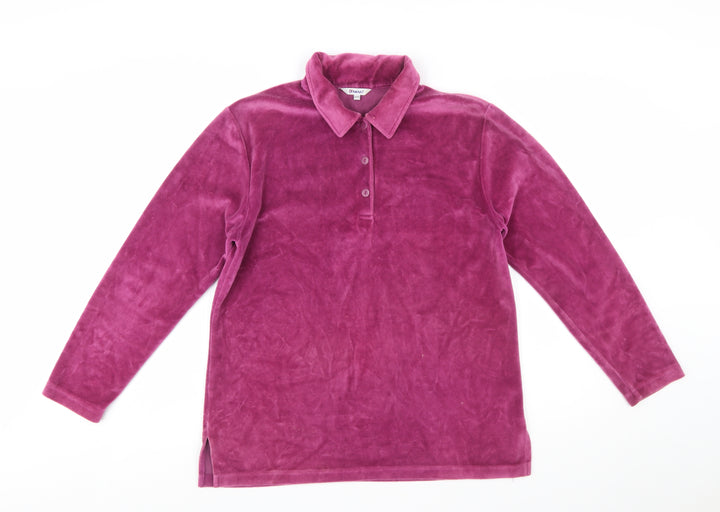 Damart Women’s Purple Velour Long Sleeve Henley Sweatshirt Size 12/14