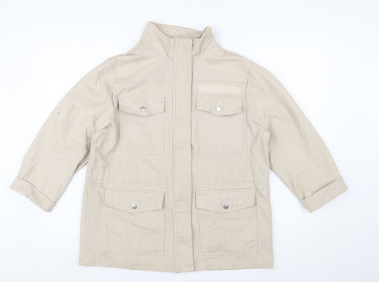 New Look Women Beige Cotton Utility Jacket UK 12