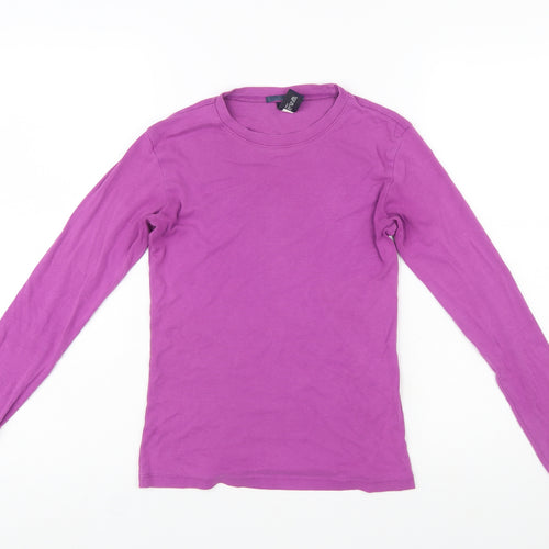 GAP Women's Purple Long Sleeve Cotton Crew Neck Top Size S