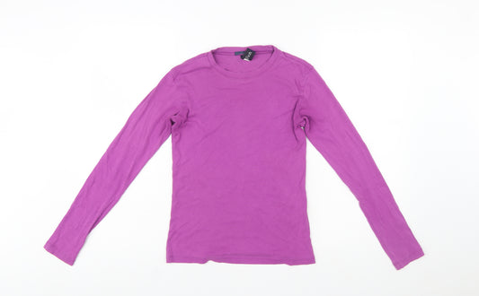 GAP Women's Purple Long Sleeve Cotton Crew Neck Top Size S