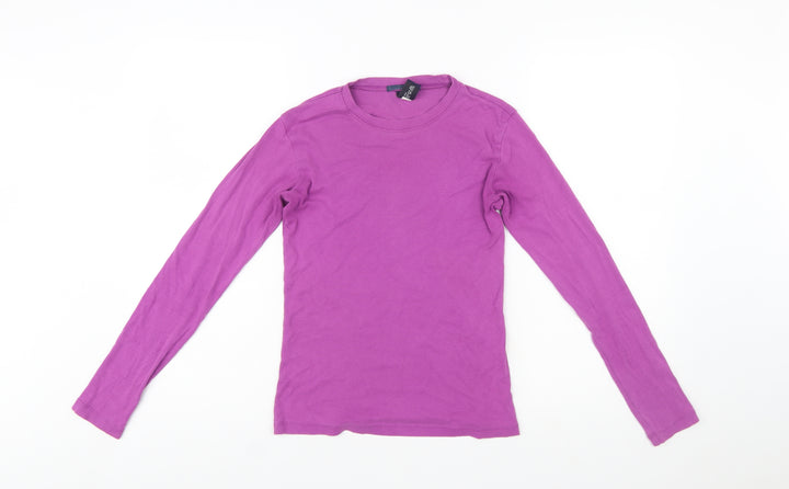 GAP Women's Purple Long Sleeve Cotton Crew Neck Top Size S