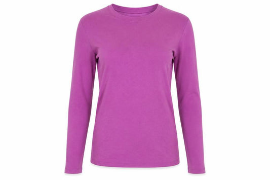 Front view of Gap Women's Purple Long Sleeve Cotton Crew Neck Top, size S