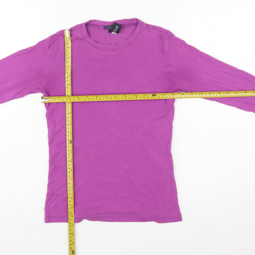 GAP Women's Purple Long Sleeve Cotton Crew Neck Top Size S