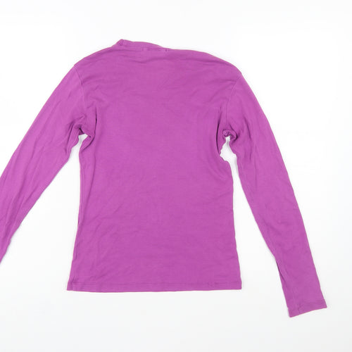GAP Women's Purple Long Sleeve Cotton Crew Neck Top Size S