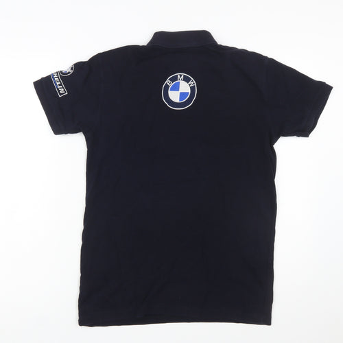 BMW Men's Blue Cotton Polo Shirt M Short Sleeve Racing Logo
