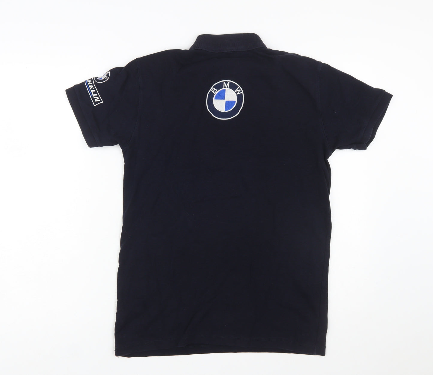 BMW Men's Blue Cotton Polo Shirt M Short Sleeve Racing Logo