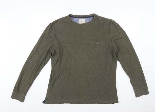 White Stuff Men's Green Cotton Crew Neck Pullover Jumper Size M