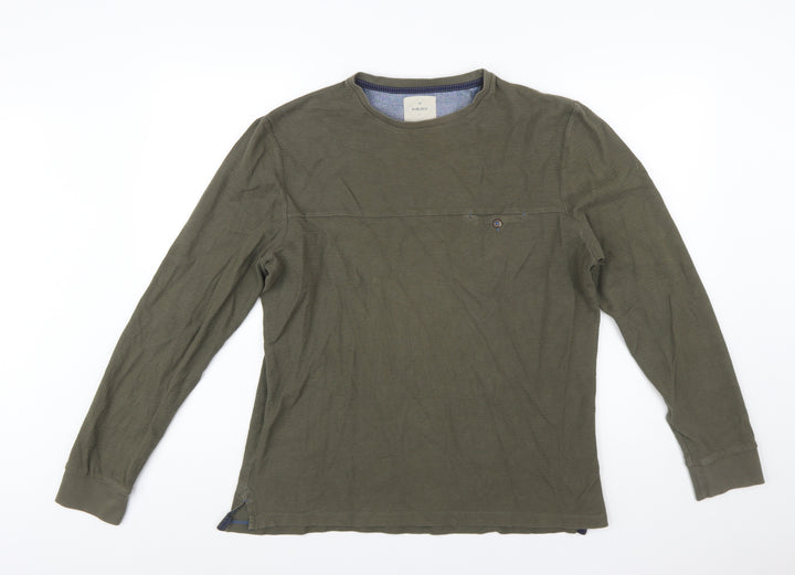 White Stuff Men's Green Cotton Crew Neck Pullover Jumper Size M