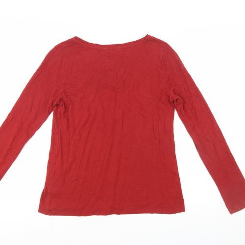Seasalt Cornwall Women’s Red Bamboo Jersey Long Sleeve Top Size 10