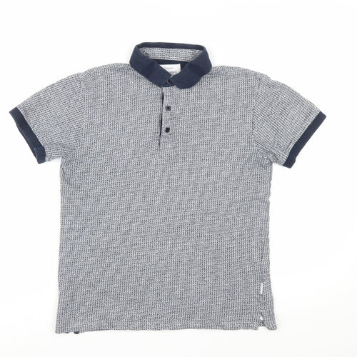 Peter Werth Men's Blue Short Sleeve Cotton Polo Shirt Size M