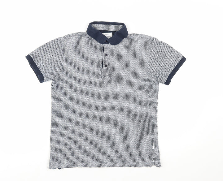 Peter Werth Men's Blue Short Sleeve Cotton Polo Shirt Size M
