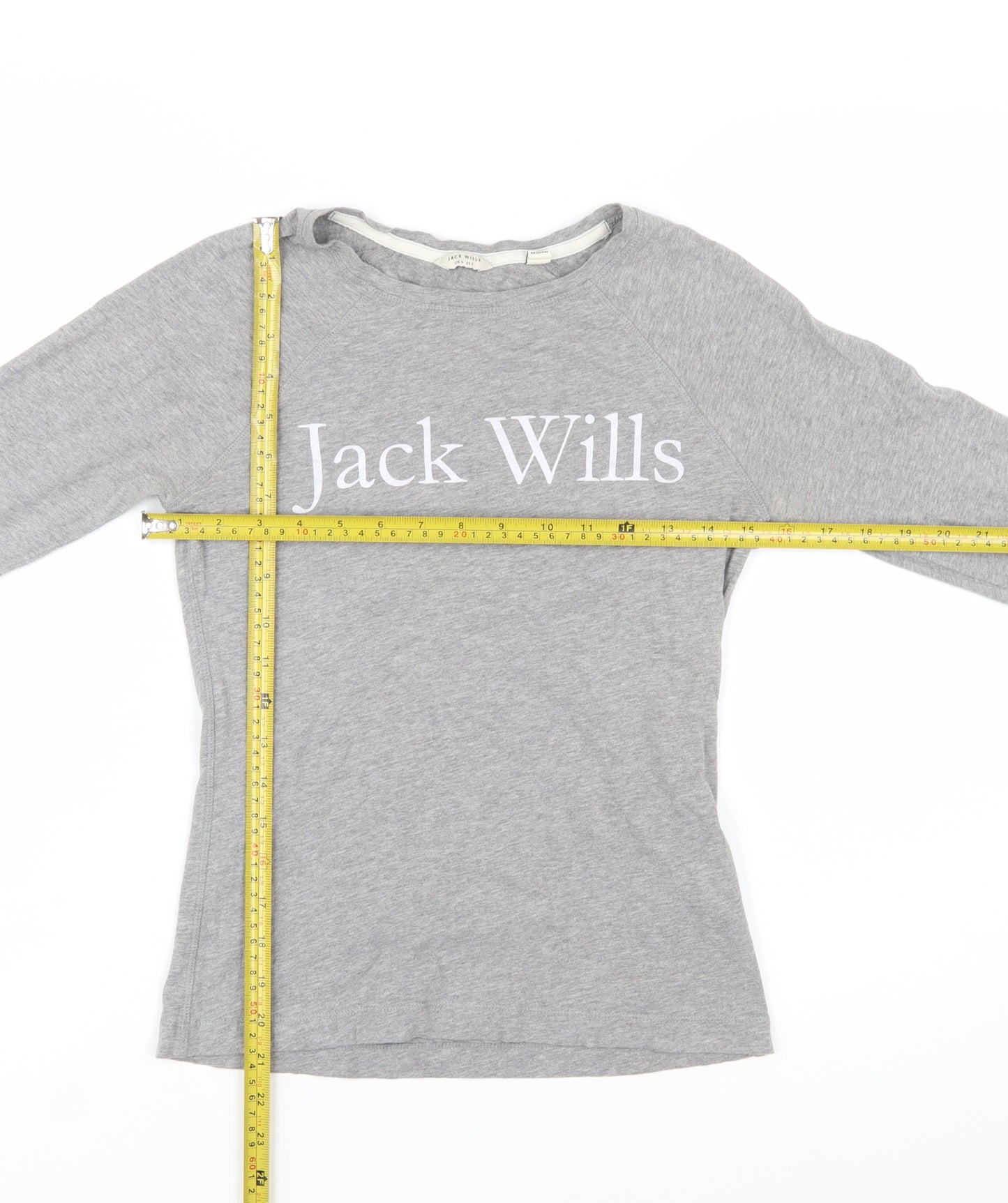 Jack Wills Women's Grey Long Sleeve Cotton T-Shirt UK 6