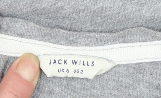 Jack Wills Women's Grey Long Sleeve Cotton T-Shirt UK 6