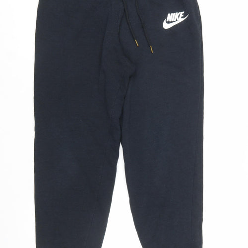 Nike Womens Black Fleece Jogger Trousers L Elastic Waist Comfort Fit