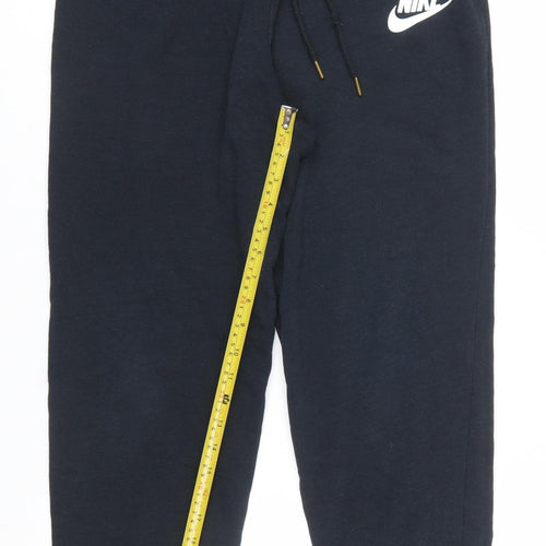 Nike Womens Black Fleece Jogger Trousers L Elastic Waist Comfort Fit