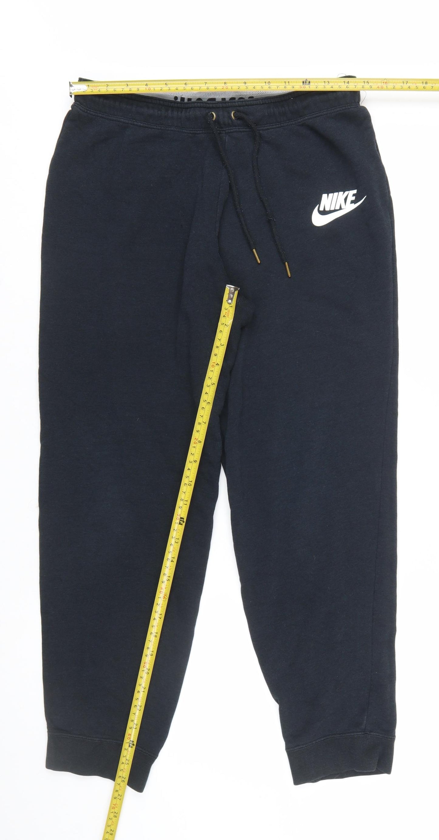 Nike Womens Black Fleece Jogger Trousers L Elastic Waist Comfort Fit