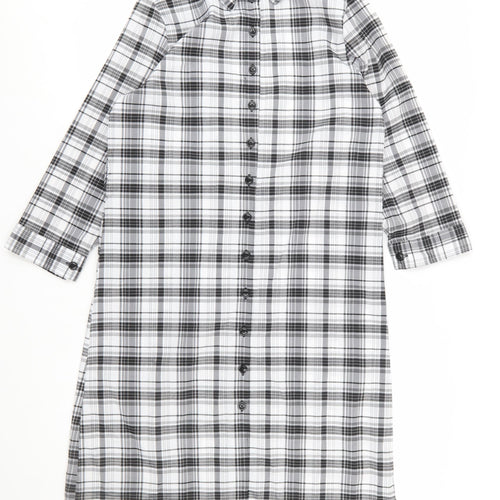 Real Form Women Black Check Shirt Dress Size 12 3/4 Sleeve