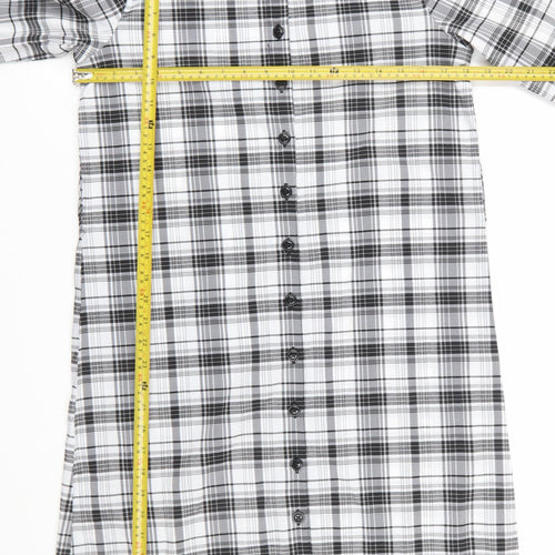 Real Form Women Black Check Shirt Dress Size 12 3/4 Sleeve