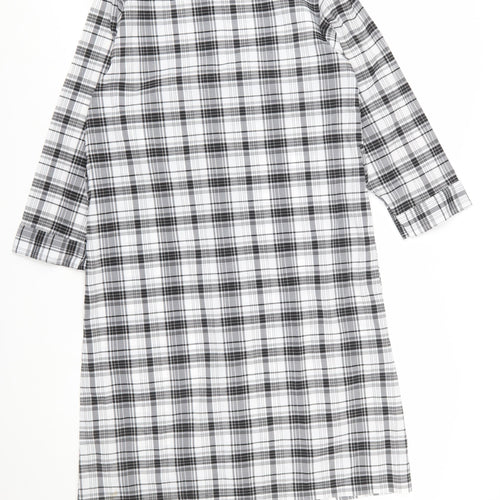 Real Form Women Black Check Shirt Dress Size 12 3/4 Sleeve