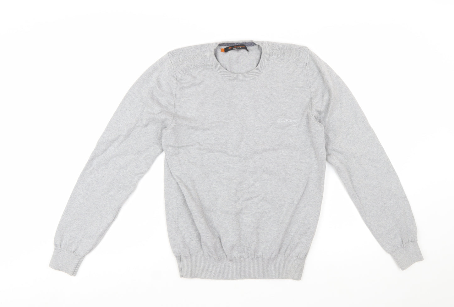 Ben Sherman Men's Grey Cotton Crew Neck Jumper Size S