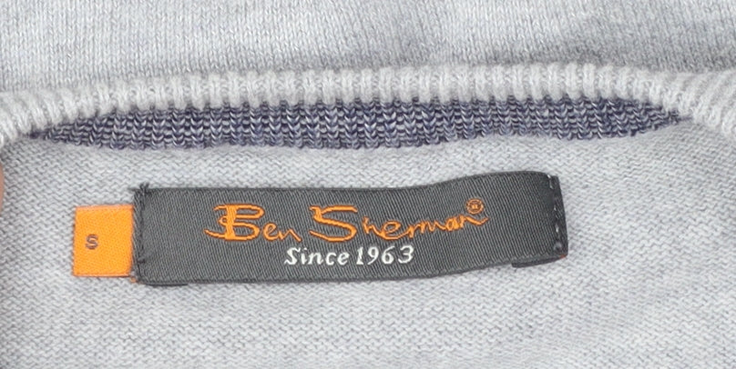 Ben Sherman Men's Grey Cotton Crew Neck Jumper Size S