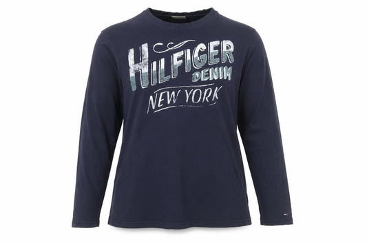 Front view of Tommy Hilfiger Women’s Blue Long Sleeve Cotton T-Shirt XL