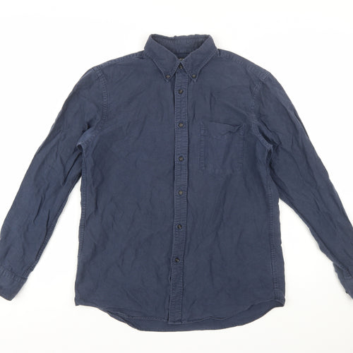 Uniqlo Men's Blue Regular Fit Long Sleeve Button-Up Shirt M