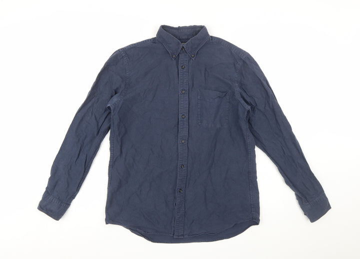 Uniqlo Men's Blue Regular Fit Long Sleeve Button-Up Shirt M