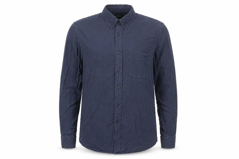 Front view of Uniqlo Men's Blue Regular Fit Long Sleeve Button-Up Shirt M