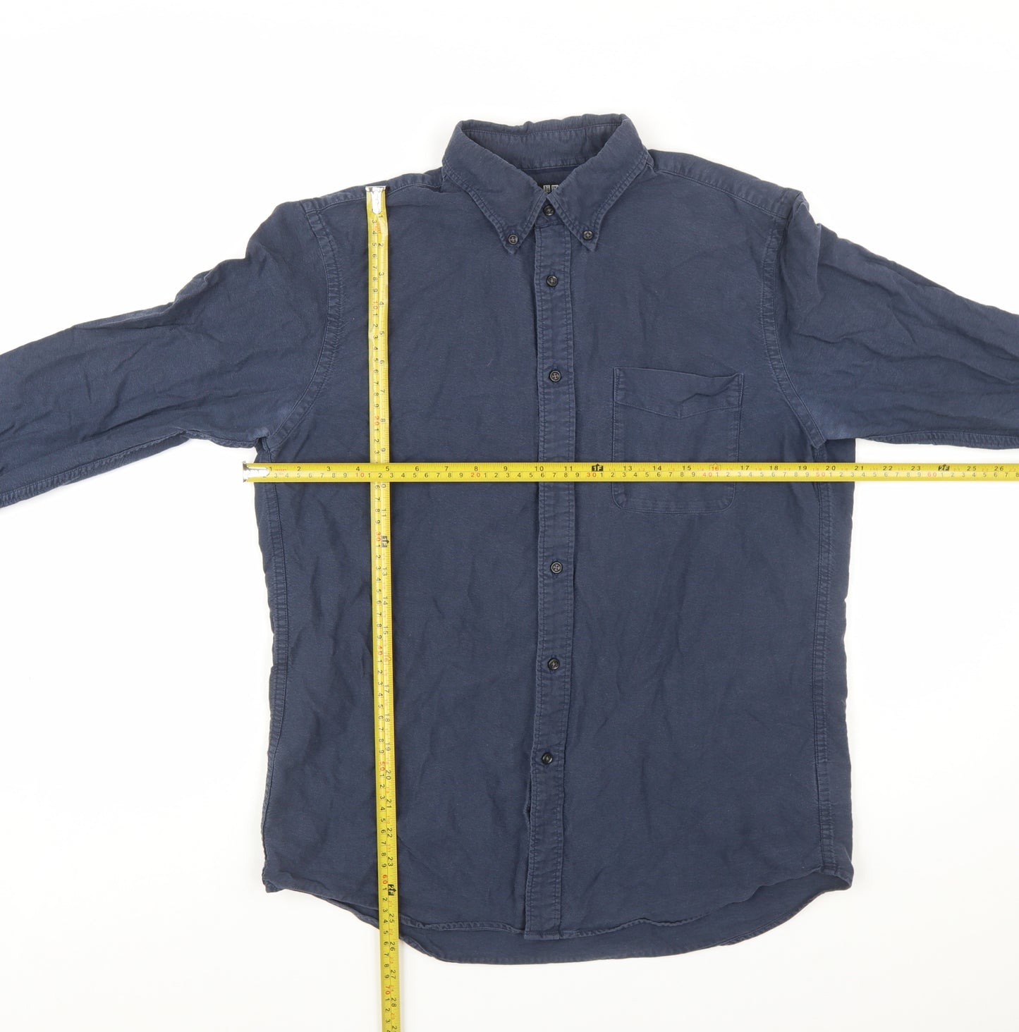 Uniqlo Men's Blue Regular Fit Long Sleeve Button-Up Shirt M
