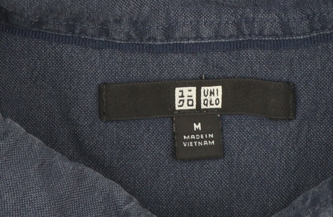 Uniqlo Men's Blue Regular Fit Long Sleeve Button-Up Shirt M