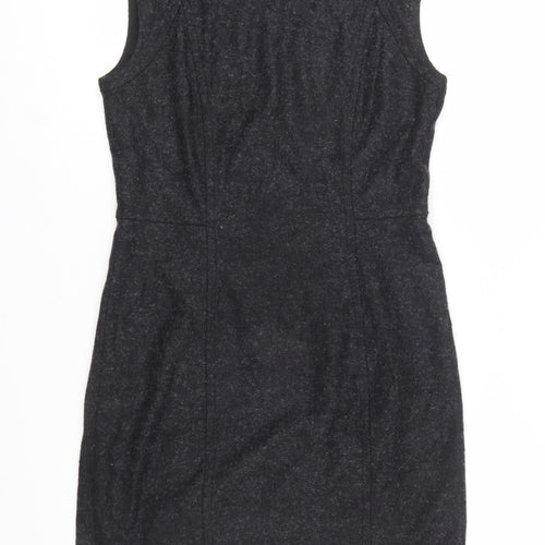 Hobbs Women Black Wool Blend Sleeveless Sheath Dress UK 10