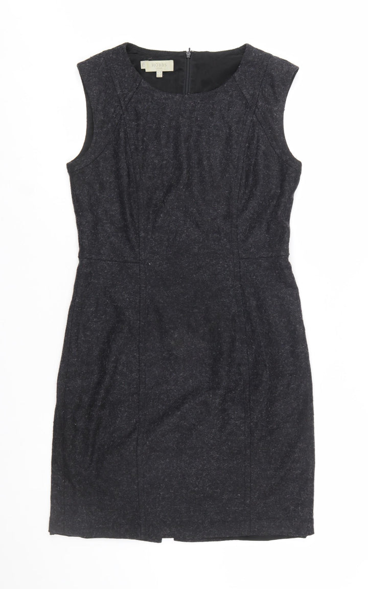 Hobbs Women Black Wool Blend Sleeveless Sheath Dress UK 10