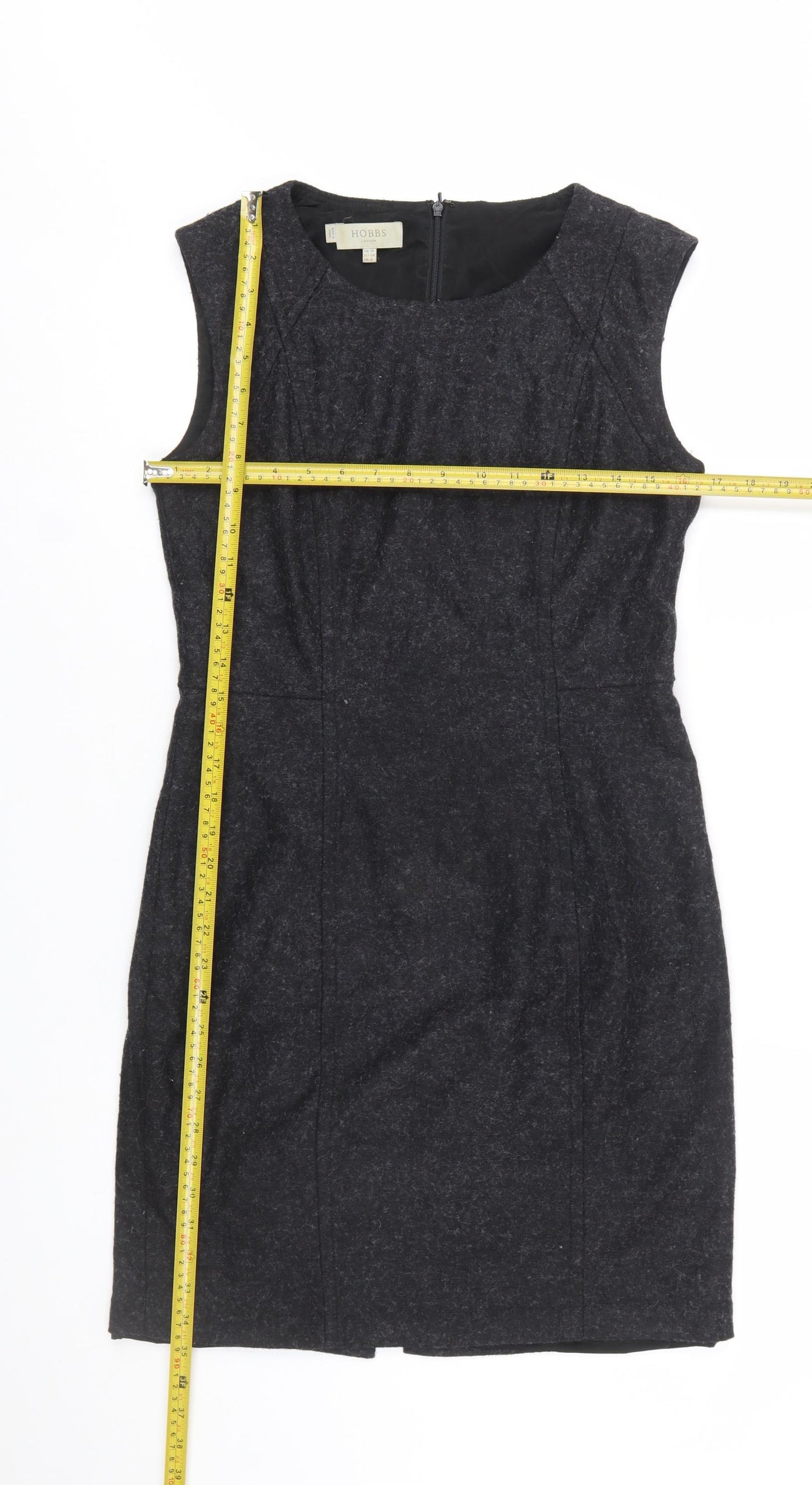 Hobbs Women Black Wool Blend Sleeveless Sheath Dress UK 10