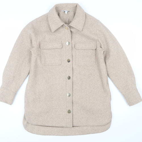 Next Petite Women’s Beige Button Up Mid-Length Jacket Size 14