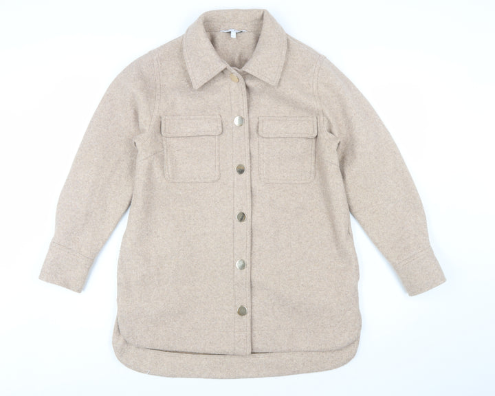 Next Petite Women’s Beige Button Up Mid-Length Jacket Size 14