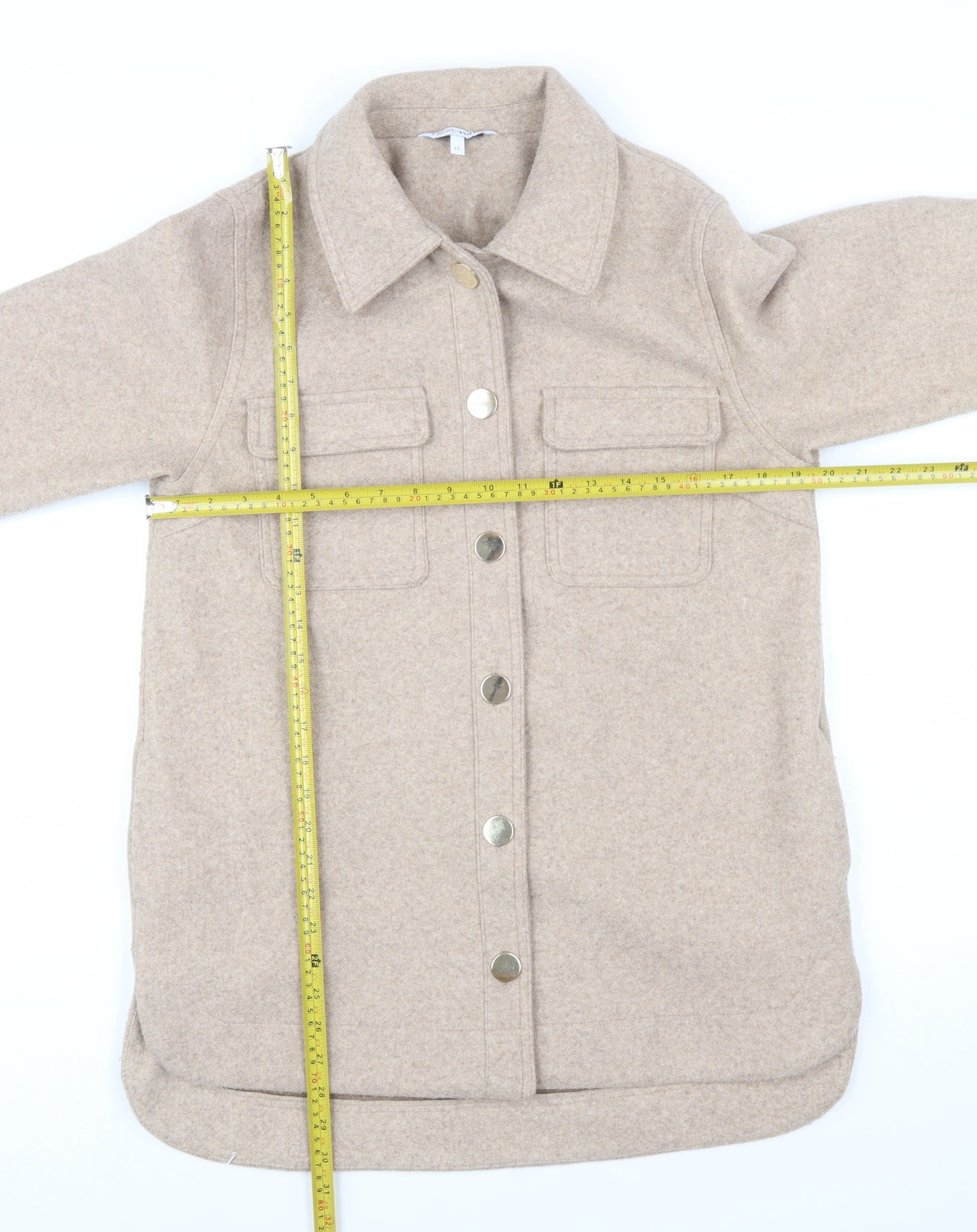Next Petite Women’s Beige Button Up Mid-Length Jacket Size 14