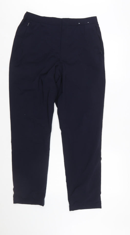Uniqlo Women Blue Heattech Regular Trousers M Elastic Waist