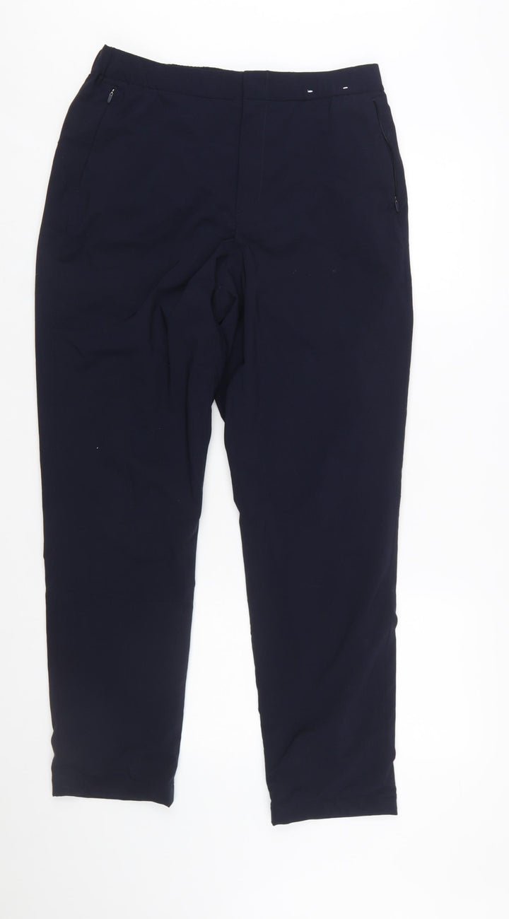 Uniqlo Women Blue Heattech Regular Trousers M Elastic Waist