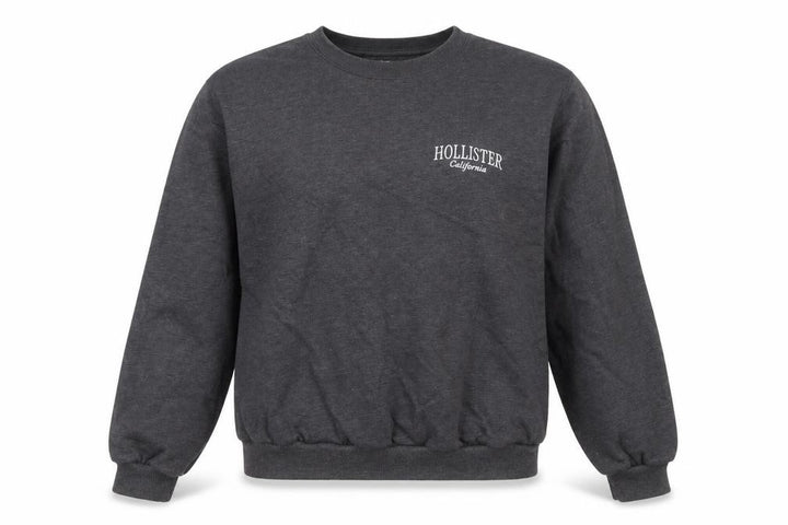 Hollister Men's Grey Logo Pullover Sweatshirt Size M Crew Neck