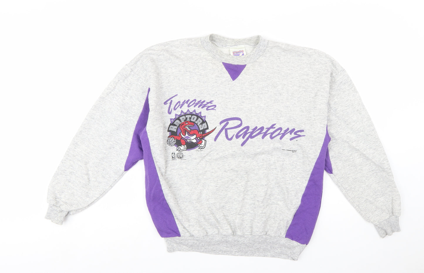 Logo 7 Men's Grey Toronto Raptors Sweatshirt M Pullover Vintage NBA