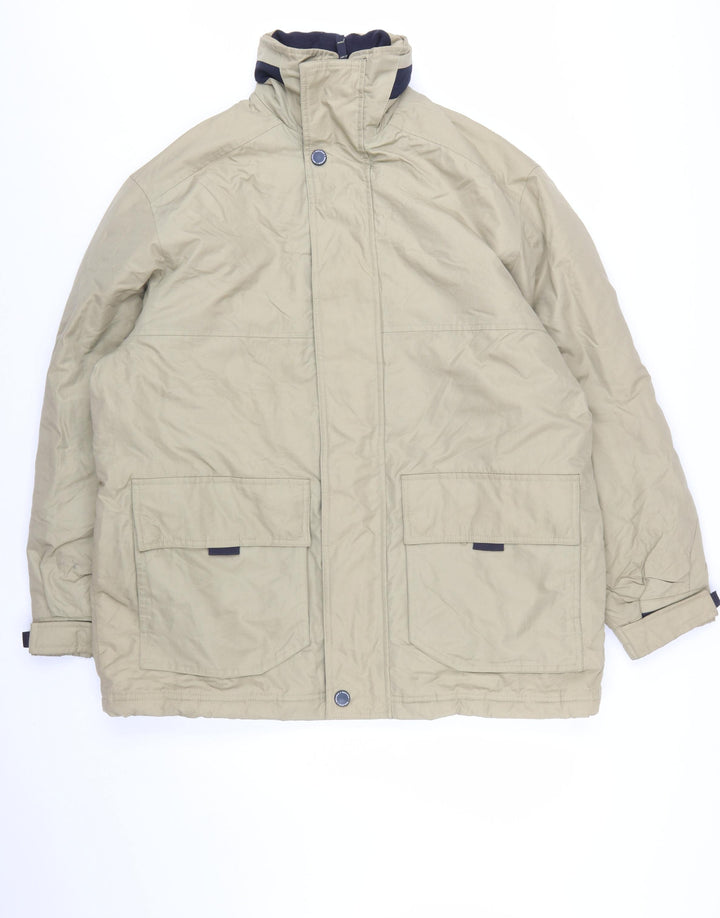 B Stone Casual Men's Beige L Parka Jacket Polyamide Lined Outdoor