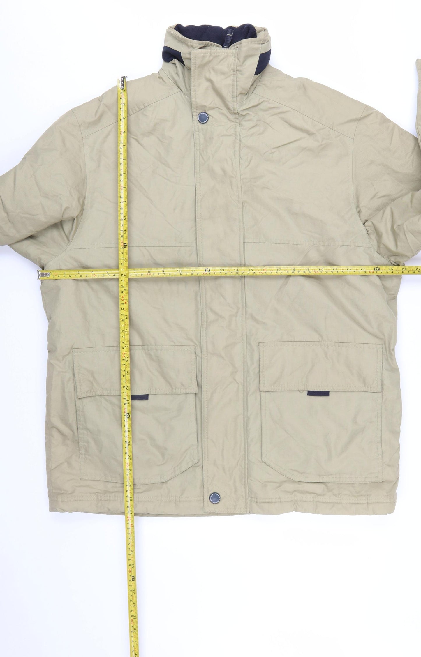 B Stone Casual Men's Beige L Parka Jacket Polyamide Lined Outdoor